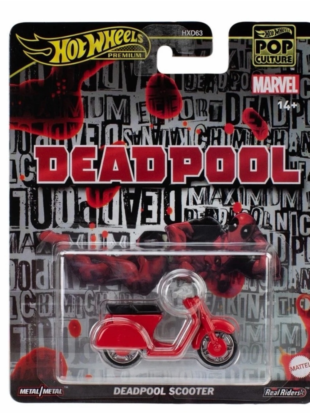 Hot‎ Wheels Premium Deadpool Scooter Pop Culture Marvel Real Riders NIP